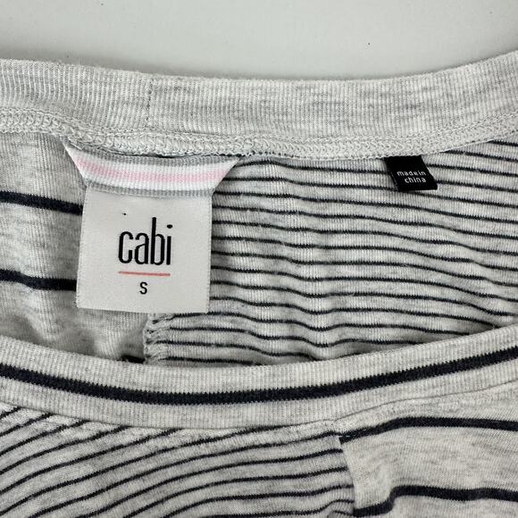 Cabi 3806 Pivot Tee Womens Small Gray Black Striped Boxy Stretch Oversized - Picture 7 of 16